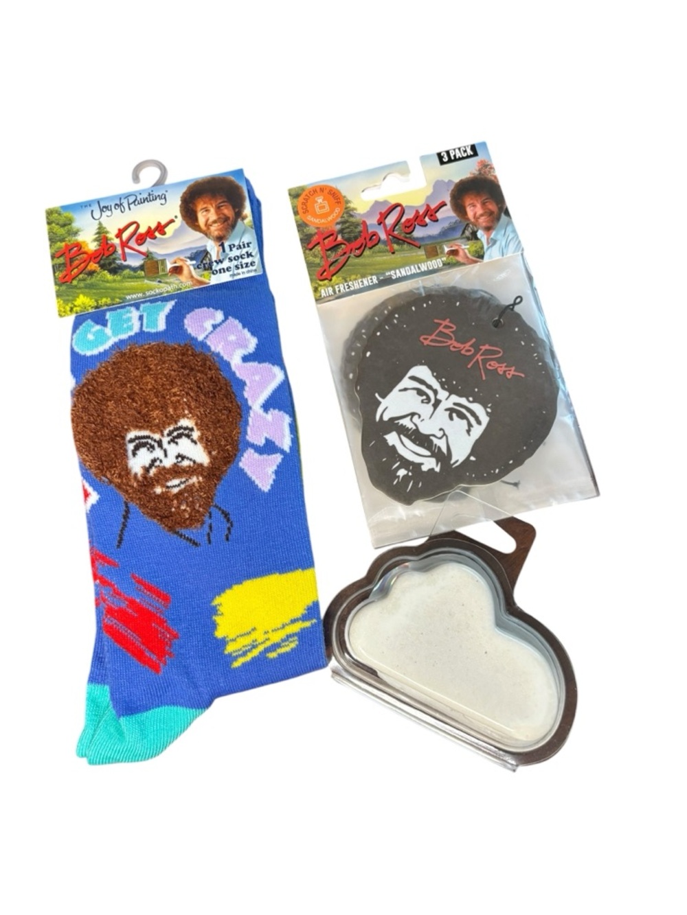 Bob Ross Bundle - Socks, 3pk Air freshner, happy cloud wax melt - Picture 7 of 7